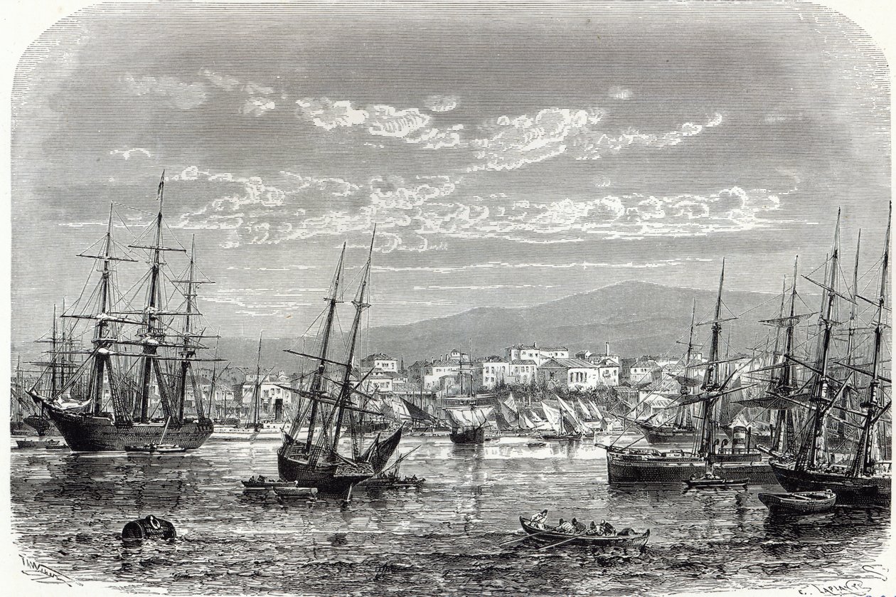 Ateena: yleinen näkymä Pireukselle, "The Illustrated London News" tekijältä English School