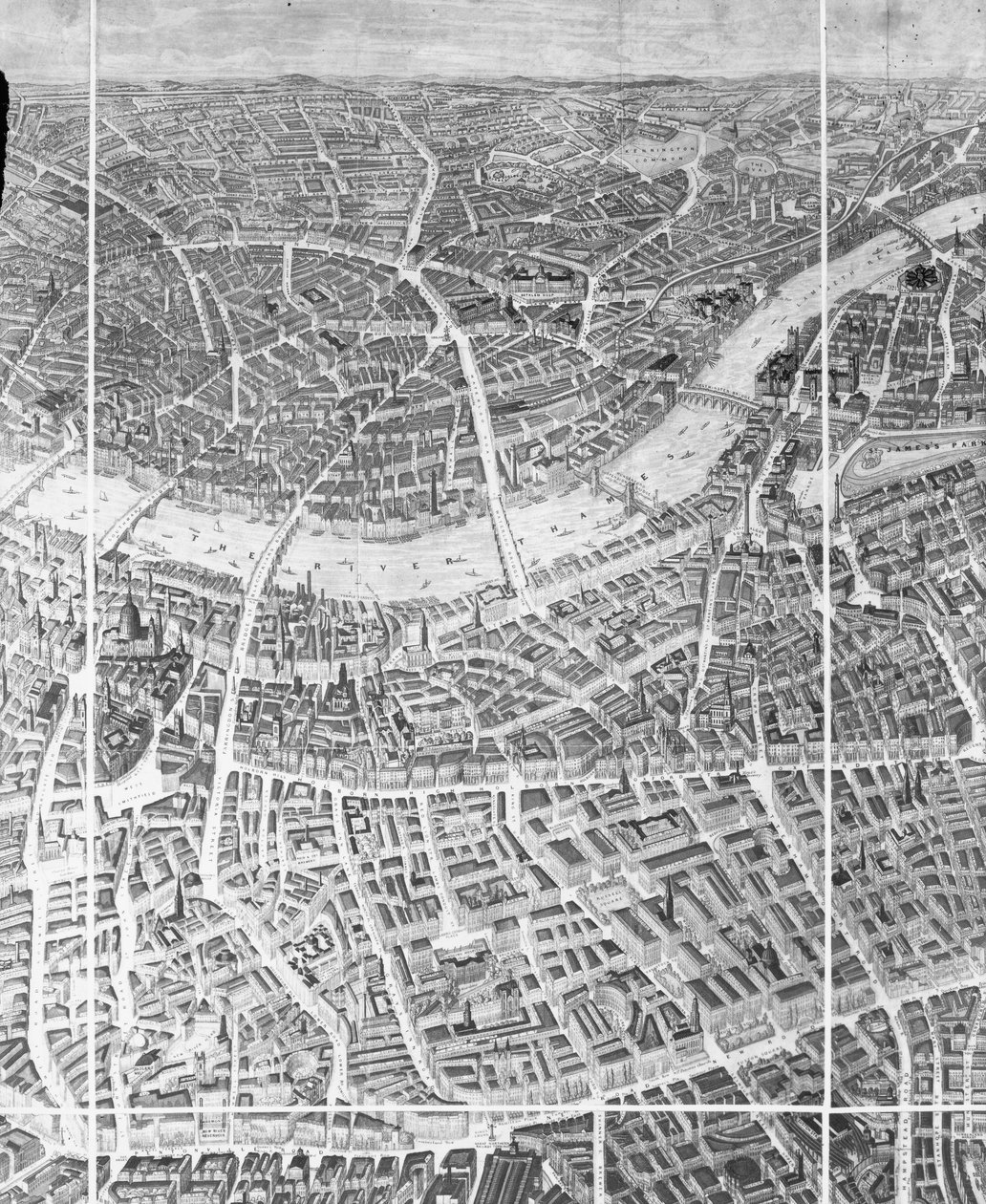 Ilmapallonäkymä Lontooseen, 1851 tekijältä English School