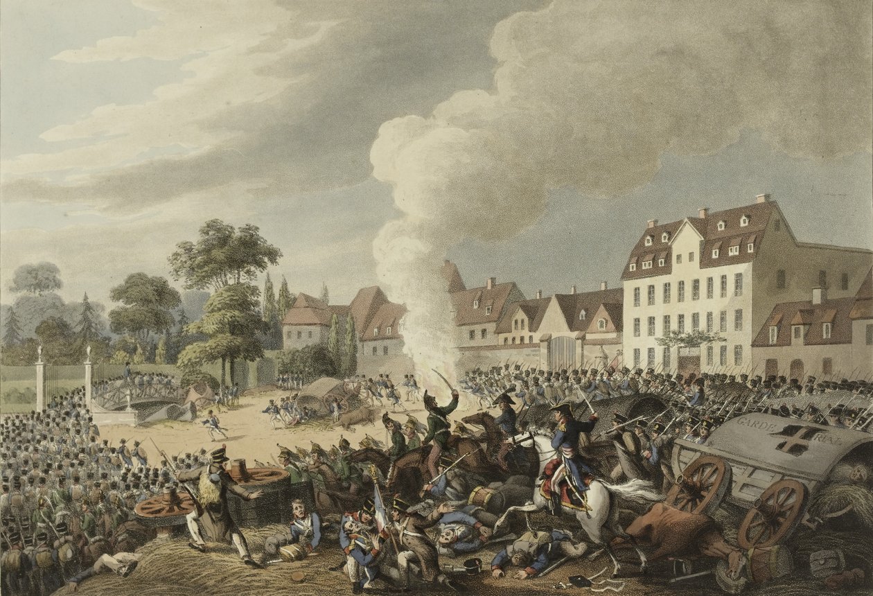 Leipzigin taistelu, 16.-19. lokakuuta 1813, kuvitettu muistiinpano tärkeistä tapahtumista Annals of Europe -julkaisussa vuosina 1812, 1813, 1814 & 1815, 1815 (väriakvatinta) tekijältä English School