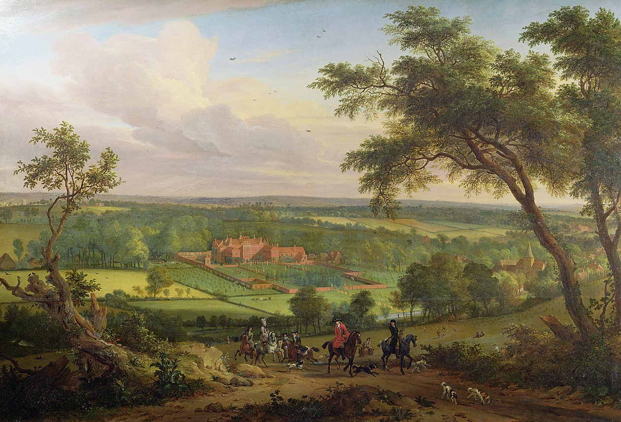 Bifrons Park, Patrixbourne, Kent, aiemmin John Woottonin (1682–1764) ja aiemmin Jan Siberechtsin (1627–1703) n. 1695–1705 ansiota. tekijältä English School
