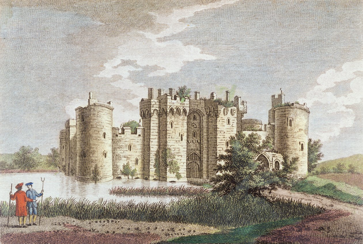 Bodiamin linna, Sussex, 7. tammikuuta 1778 (värikaiverrus) tekijältä English School