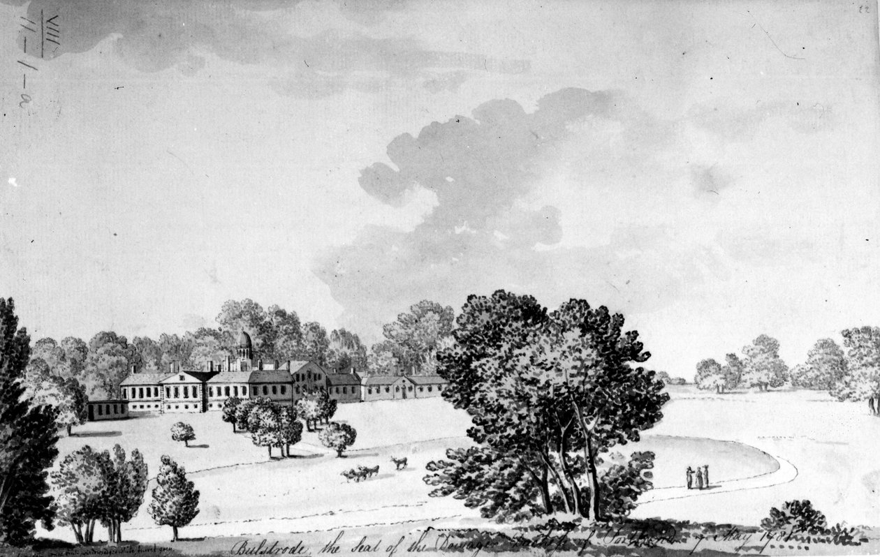 Bulstrode Park, Buckinghamshire, 1781 (kynä, muste ja pesu paperille) tekijältä English School