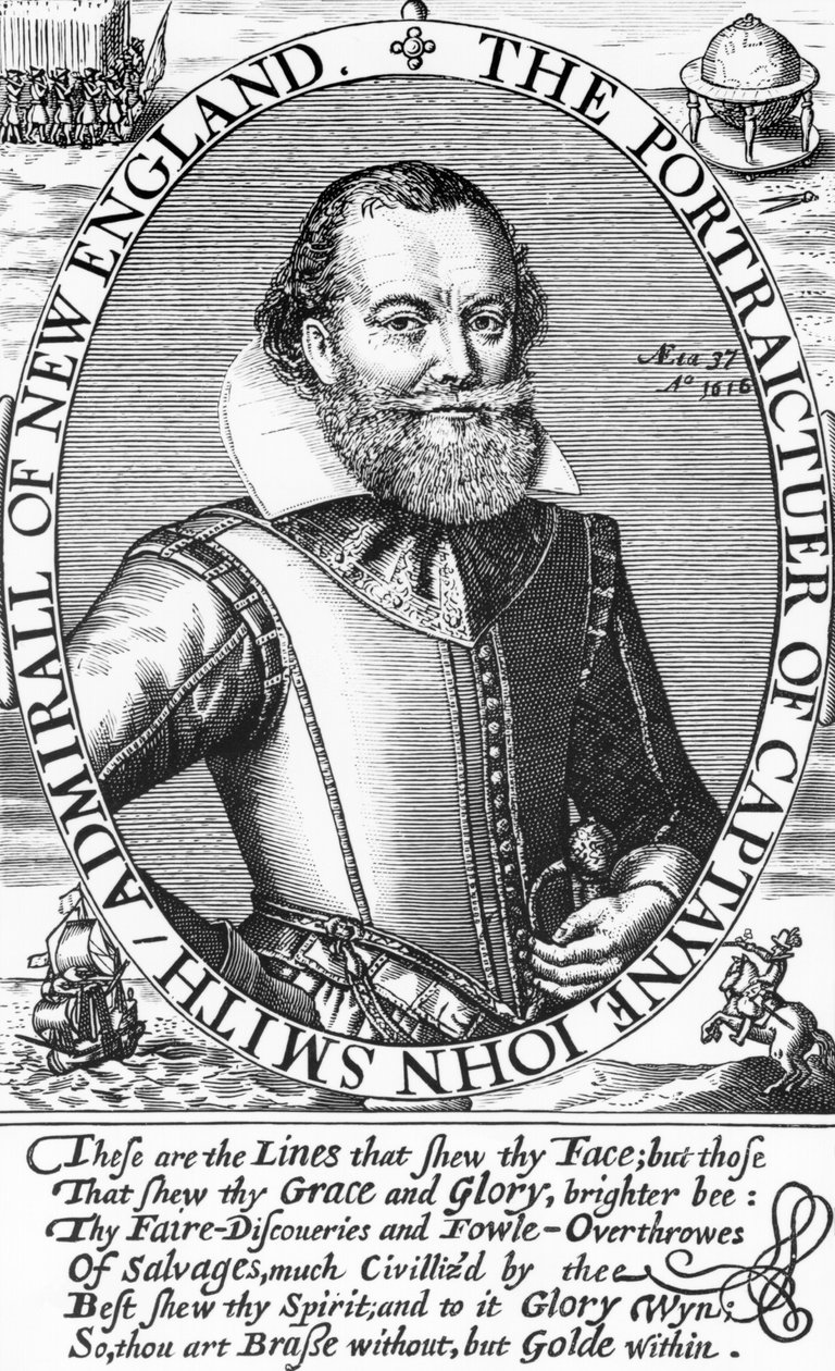Kapteeni John Smith (1580-1631) Virginian ensimmäinen kuvernööri, 1616 tekijältä English School