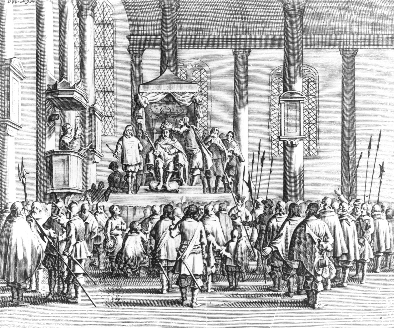 Kaarle II (1630-85) kruunattiin Sconessa, 1651 tekijältä English School