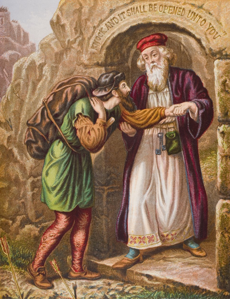 Kristityn saapuminen portille, kuvitus John Bunyanin (1628-88) teoksesta 
