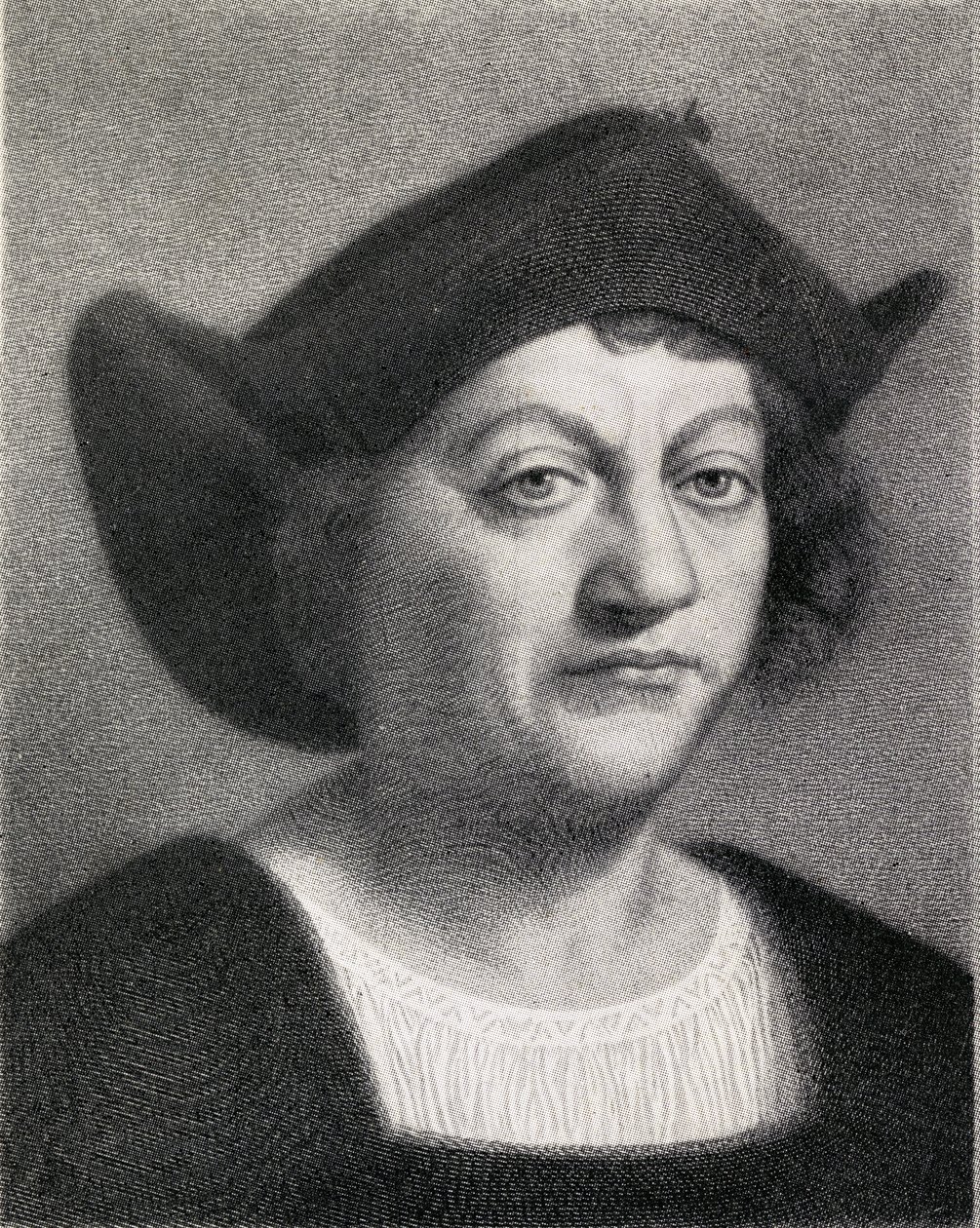 Kristoffer Kolumbus (1451-1506) kuvitus teoksesta "The Quest of The Indies", julkaistu 1920. tekijältä English School