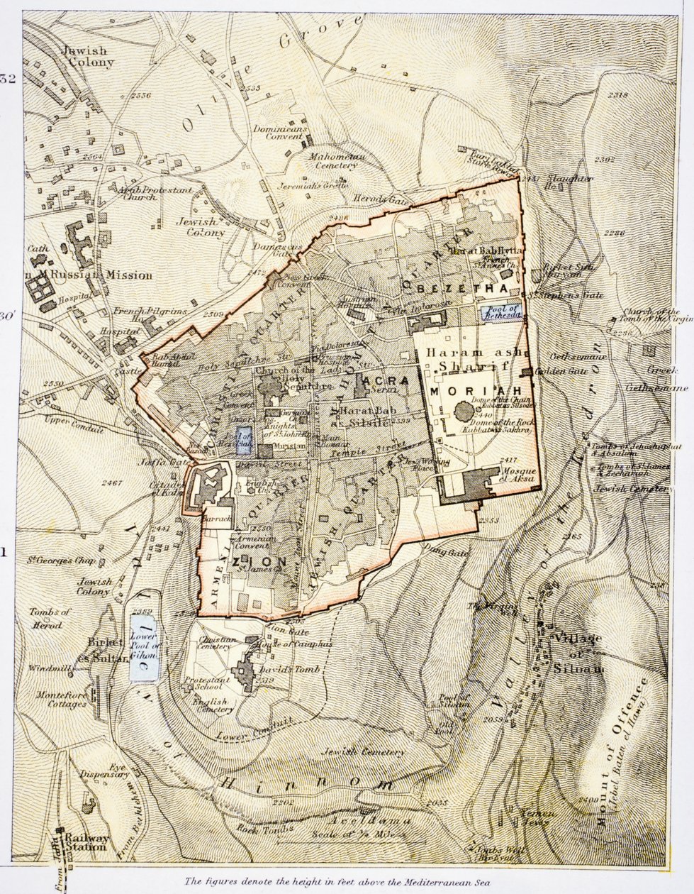 Jerusalemin kaupunkikartta 1890-luvulla, Lontoossa julkaistusta The Citizen