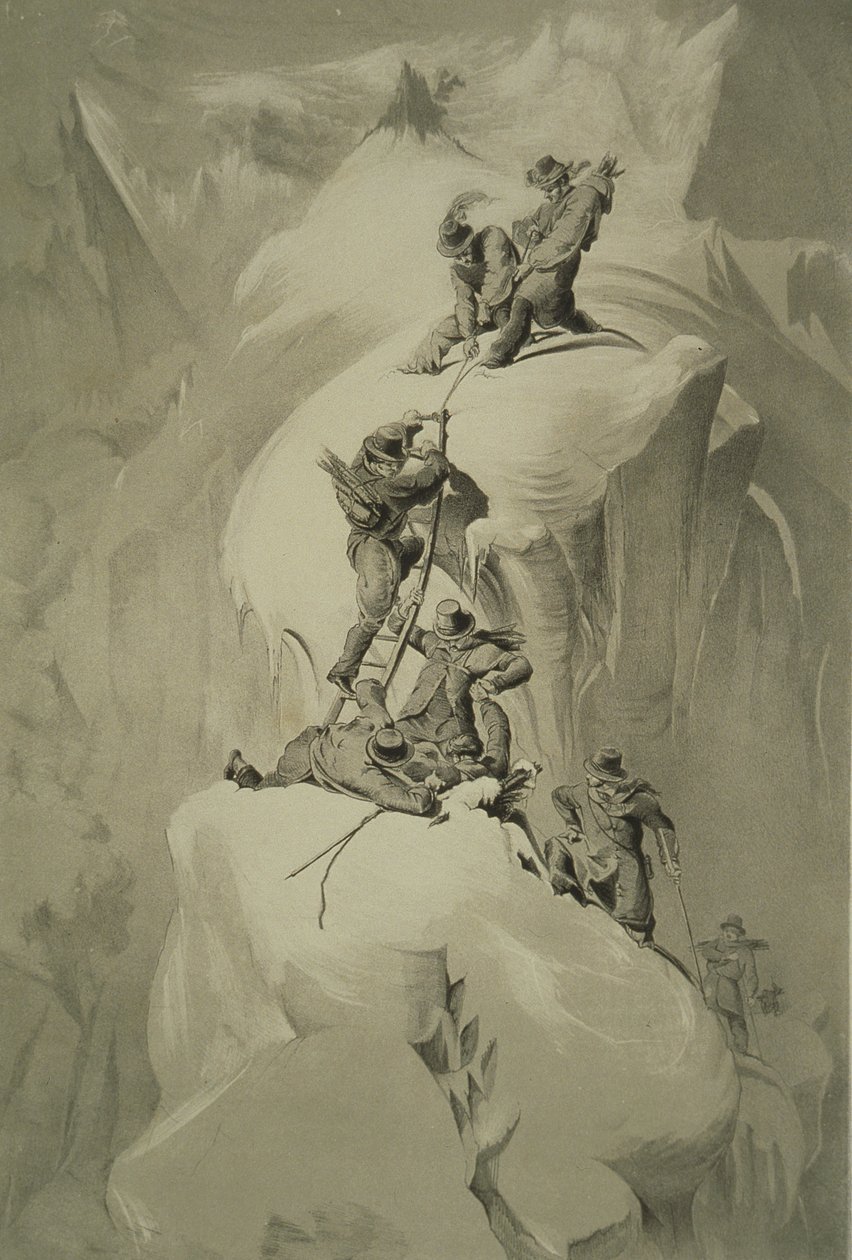 Halon ylittäminen, kymmenen kohtausta Mont Blancin viimeisellä nousulla, mukaan lukien viisi näkymää huipulta, J.D.H. Browne, julkaistu 1853 tekijältä English School