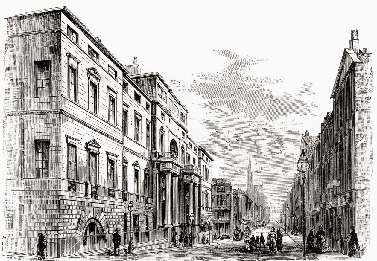 Edinburghin yliopisto, Skotlanti, Samuel G. Greenin teoksesta "Scottish Pictures Drawn with Pen and Pencil", julkaistu vuonna 1886 tekijältä English School