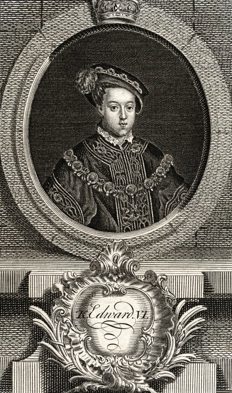Edward VI (1537-53) Englannin ja Irlannin kuningas, "The Gallery of Portraits", julkaistu 1833 tekijältä English School