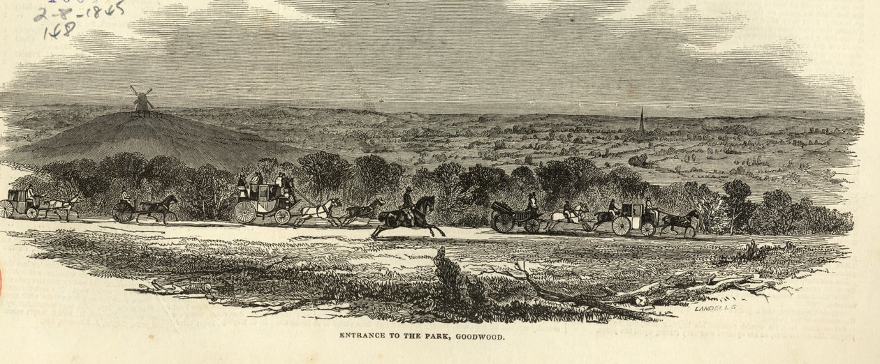 Goodwoodin puiston sisäänkäynti, "The Illustrated London News", 2. elokuuta 1845. tekijältä English School
