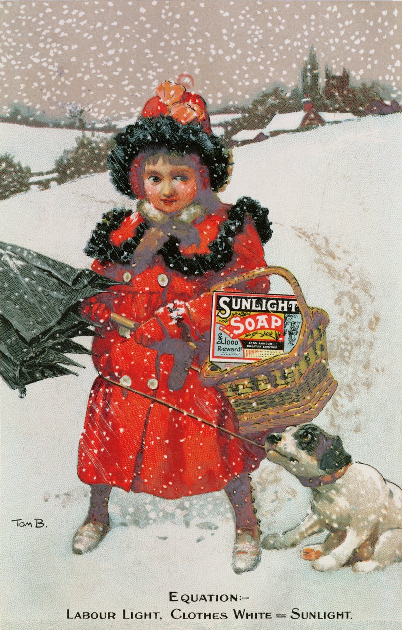 "Yhtälö - työvalo, vaatteet valkoiset = auringonvalo", Sunlight Soap -mainos tekijältä English School