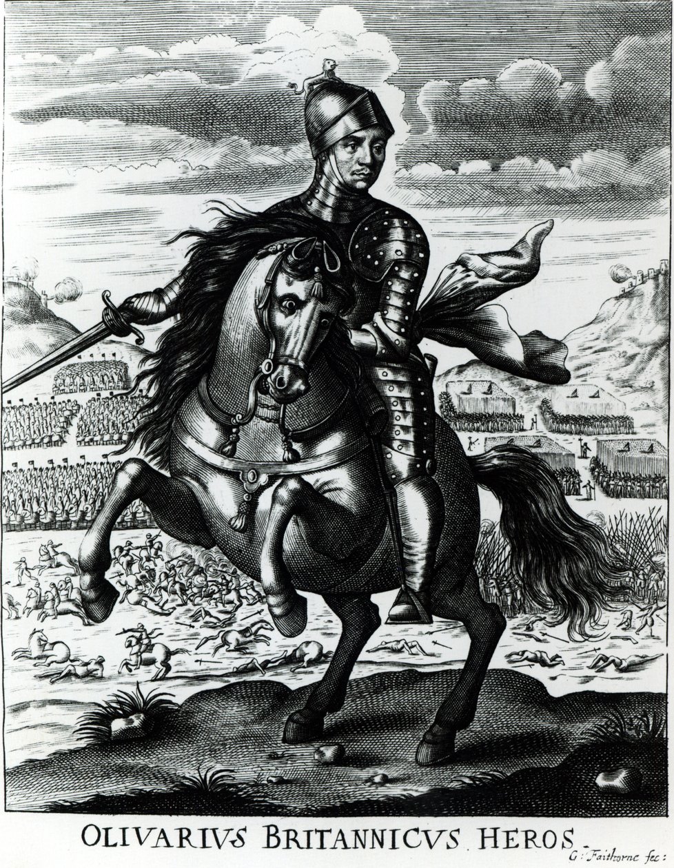 Oliver Cromwellin (1599-1658) ratsastusmuotokuva tekijältä English School