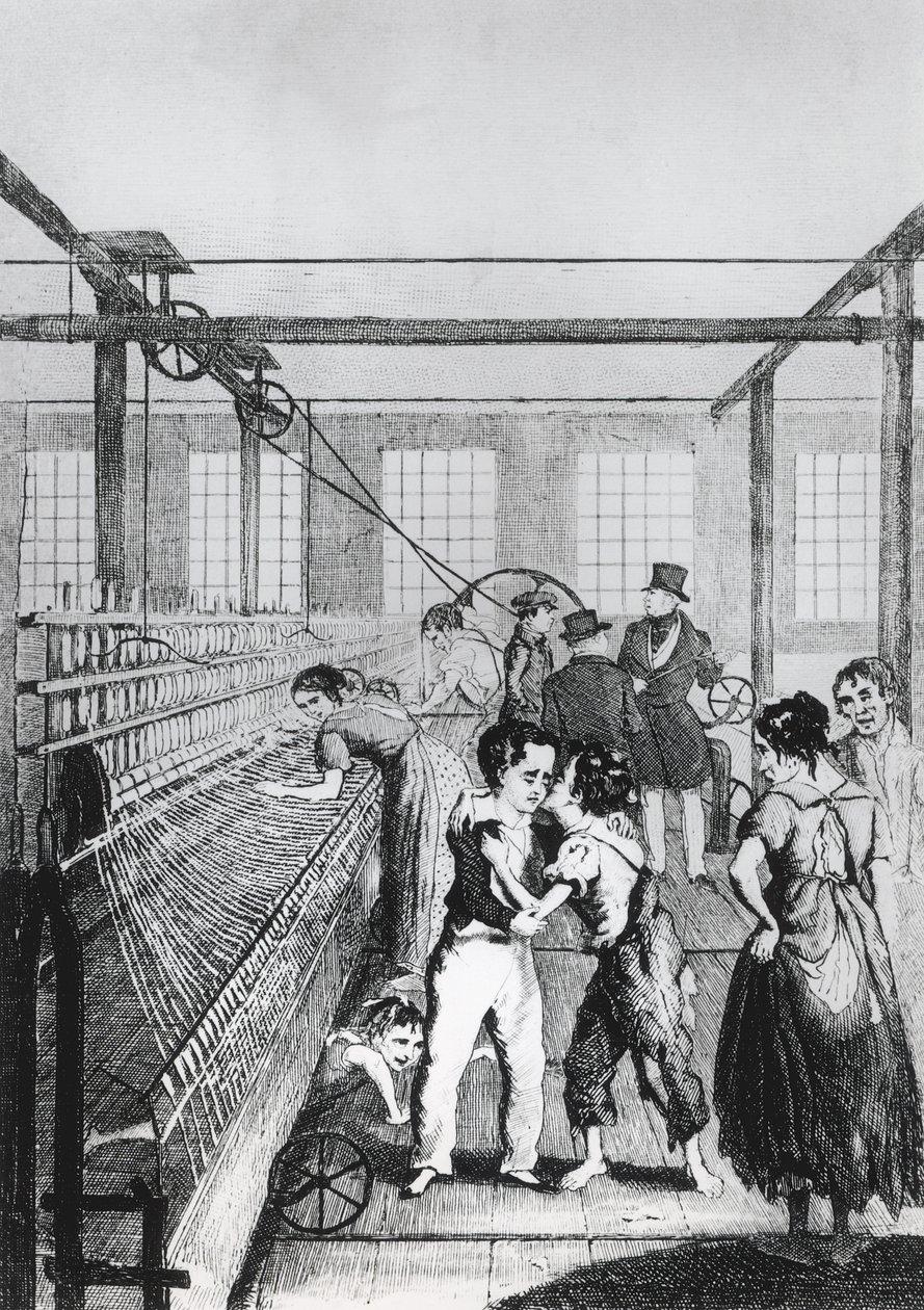 Tehdaslapset tai rakkaus voittaa pelon!, kuvitus Frances Trollopen vuonna 1840 julkaisemasta "Michael Armstrong: Factory Boy" -sarjasta. tekijältä English School