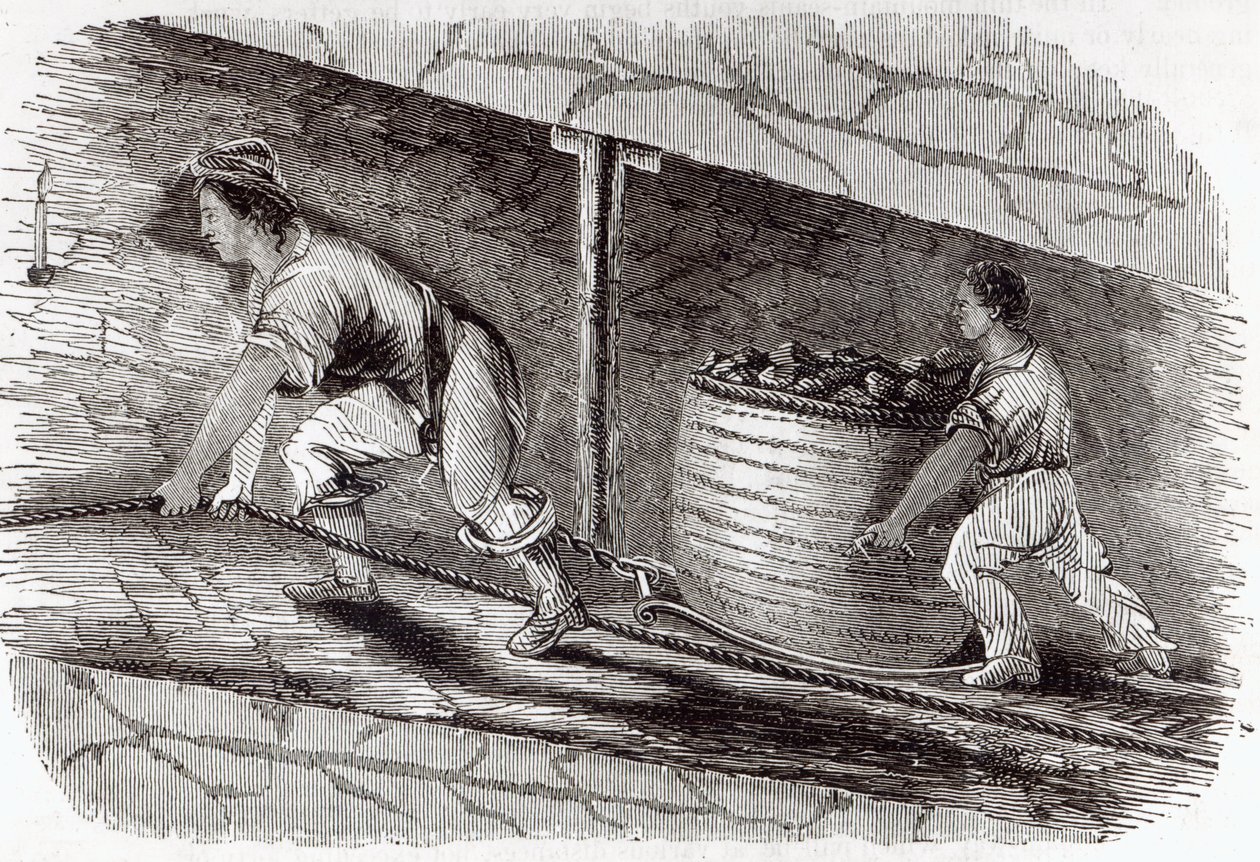 Nainen laatikko hiilikaivoksessa Little Boltonissa, 1842 tekijältä English School