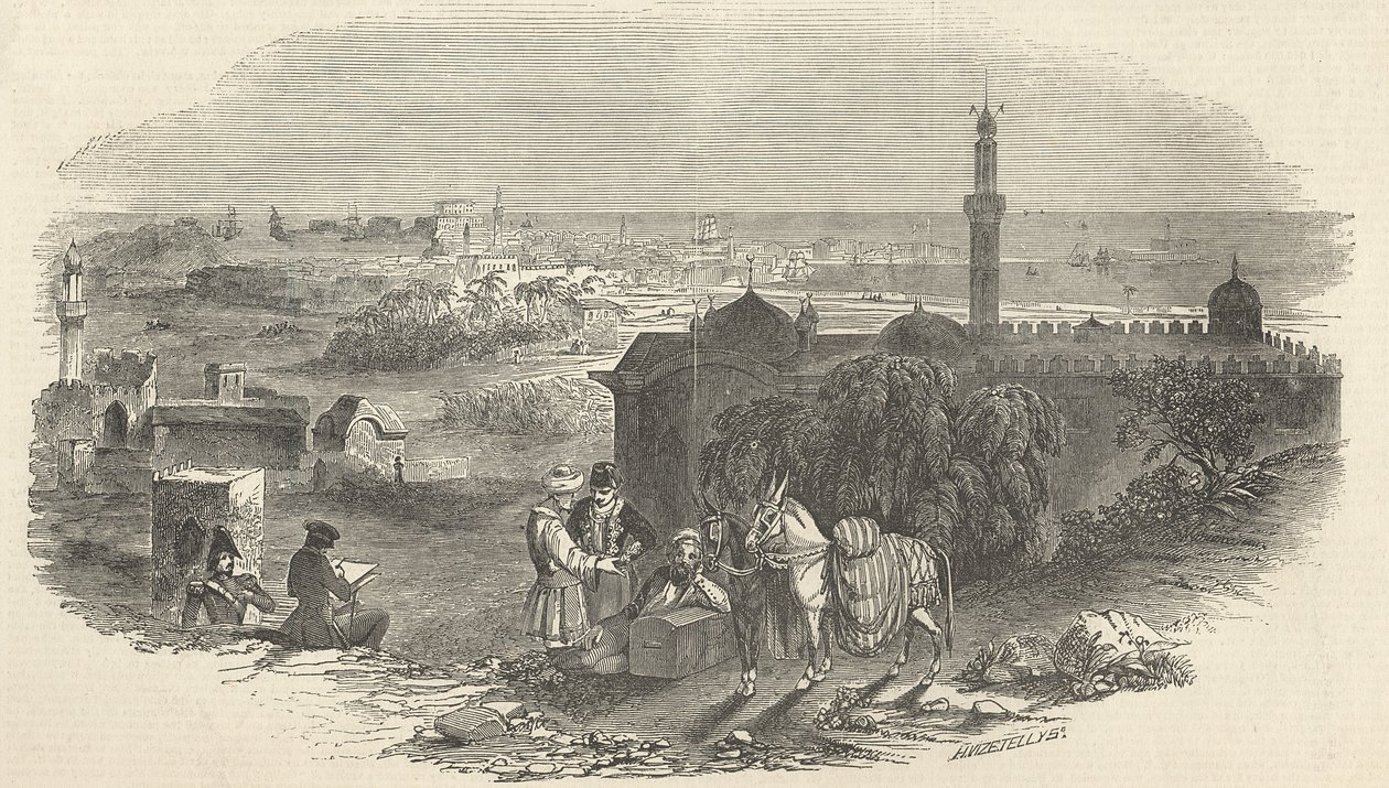 Ulkomaiset maissisatamat, Alexandria, The Illustrated London News -lehdestä, 19. joulukuuta 1846. tekijältä English School