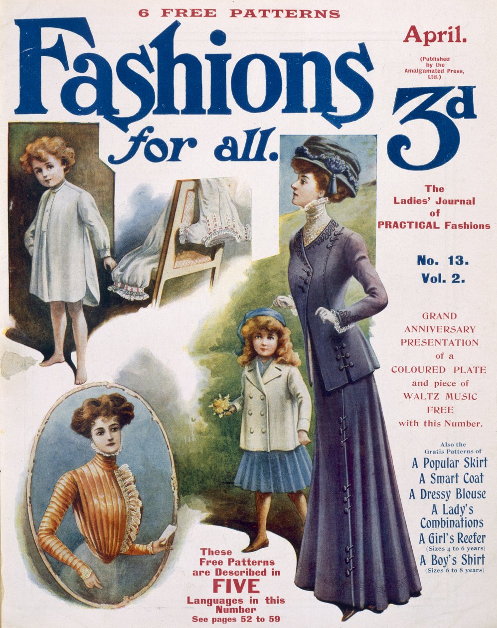 The Ladies Journal of Practical Fashions -julkaisun etukansi nro 13 Vol.2 tekijältä English School