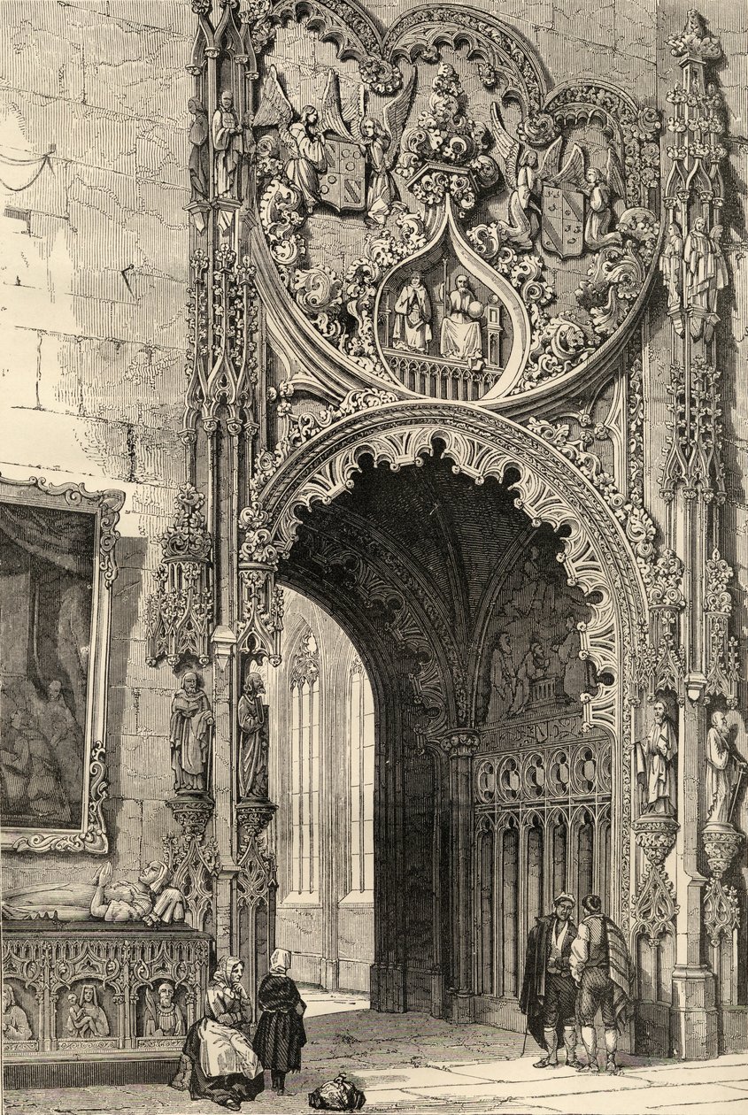 Gateway of the Cathedral, Segovia, kuvitus "Spanish Picturesistä", pastori Samuel Manning tekijältä English School