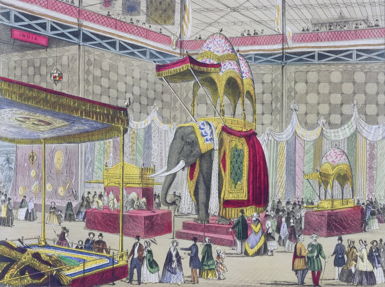 Suuri näyttely, 1851: Suuren näyttelyn intialainen osasto (julkaisija Read & Co) (värillinen litho) tekijältä English School