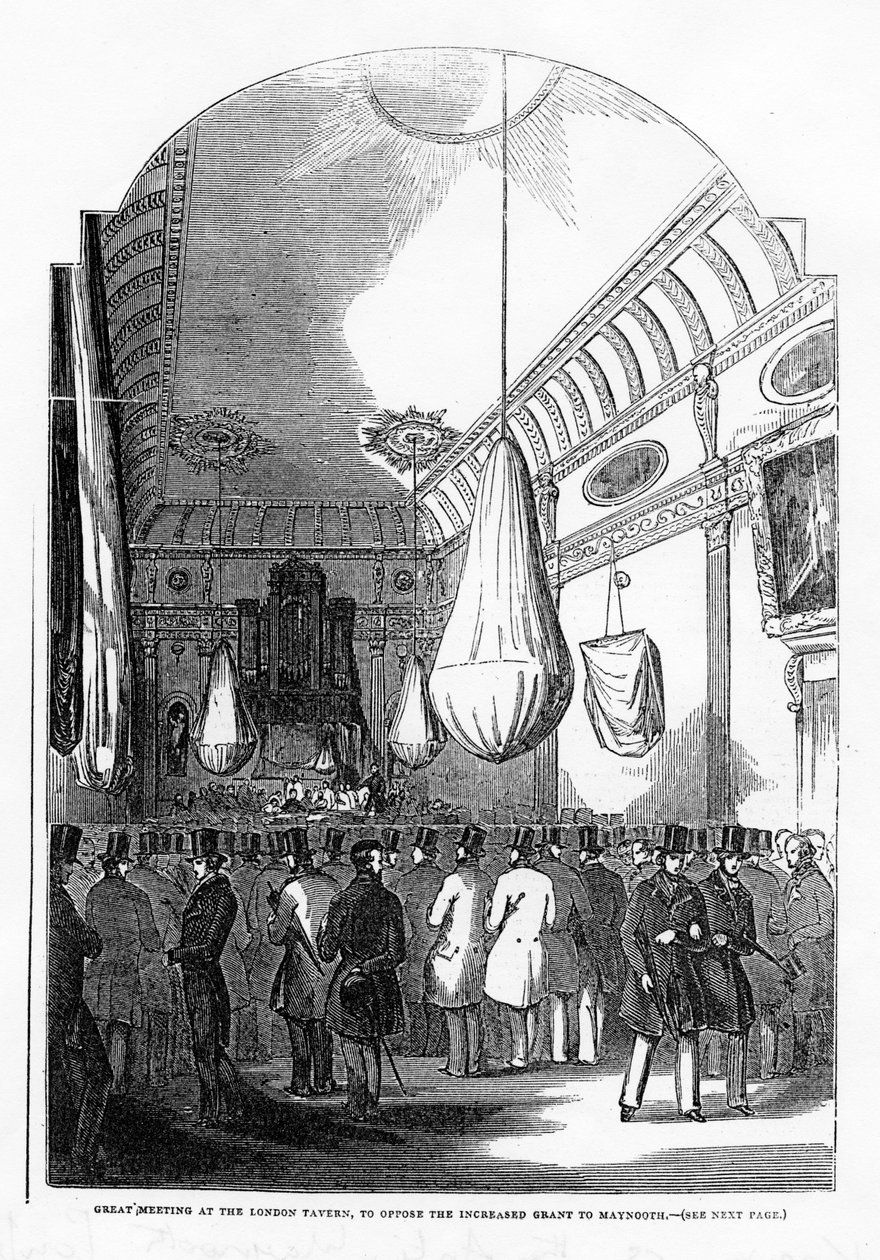 Loistava kokous London Tavernissa, jossa vastustettiin Maynoothille n. 1840-luvulla myönnettävää lisätukea tekijältä English School