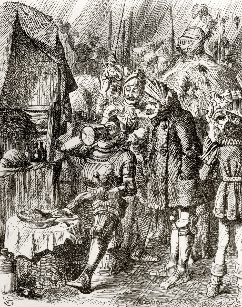 Kuvitus J. Tennielin mukaan runolle "The Cynotaph", Thomas Ingoldsbyn teoksesta "The Ingoldsby Legends or Mirth and Marvels", julkaistu vuonna 1865 tekijältä English School