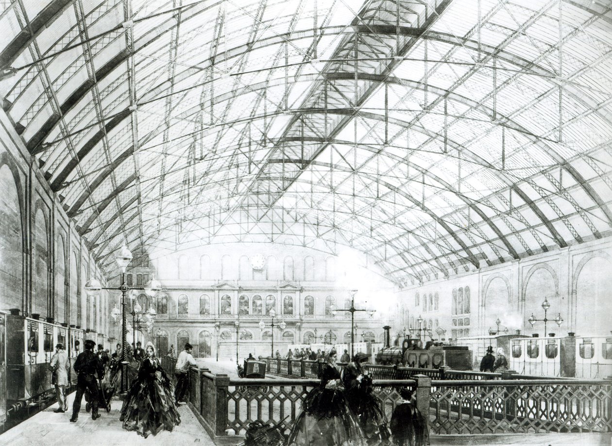 Charing Crossin aseman sisustus, Kell-veljesten kaivertama, n. 1864 tekijältä English School