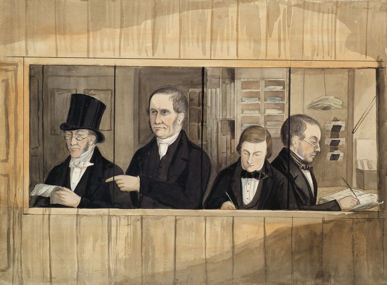 Charles Greenwood and Companyn toimiston sisustus, n. 1840 (wc paperilla) tekijältä English School