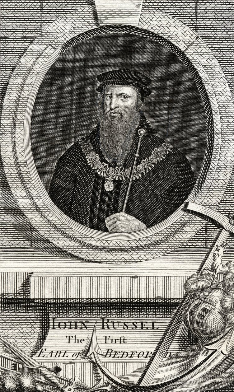 John Russell (1485-1555) Bedfordin ensimmäinen jaarli, "The Gallery of Portraits", julkaistu 1833 tekijältä English School