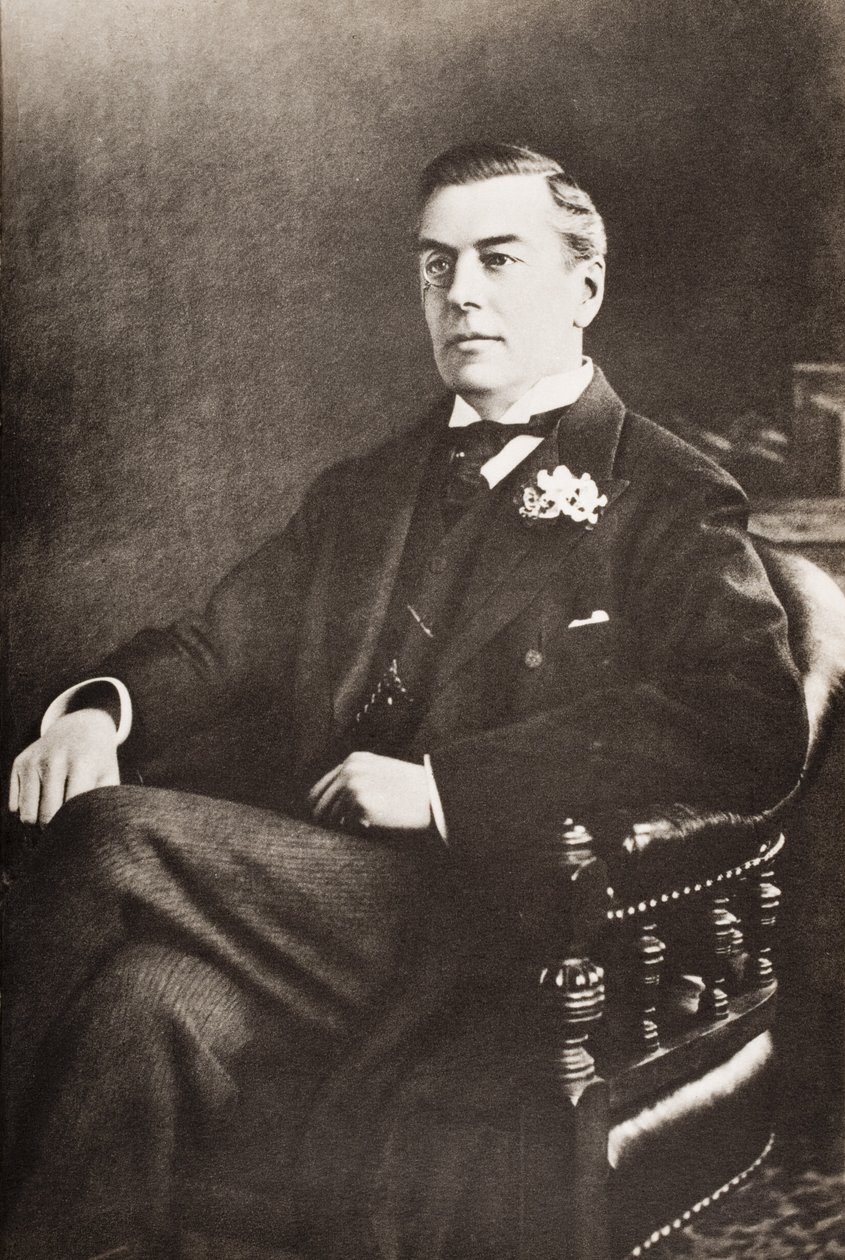 Joseph Chamberlain, kuvitus Andre Mauroisin teoksesta "King Edward and his Times", julkaistu vuonna 1933 (painettu) tekijältä English School