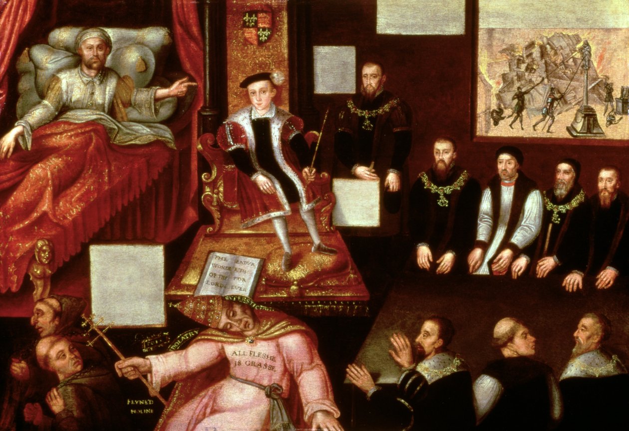 Kuningas Edward VI (1537-53) ja paavi, noin 1570 tekijältä English School