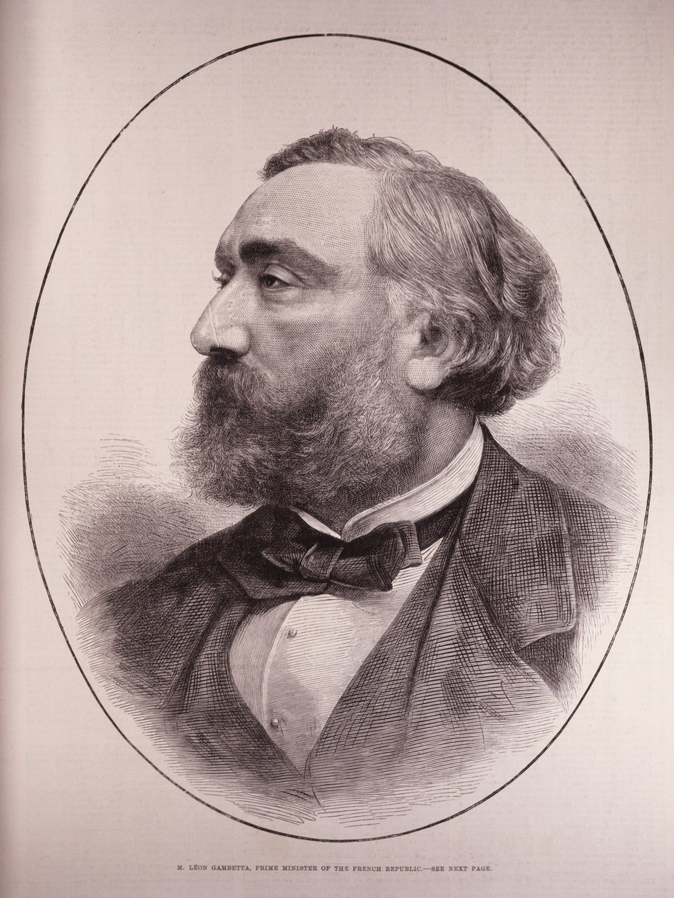 Leon Gambetta (1838-82), Ranskan tasavallan pääministeri, The Illustrated London News, 12. maaliskuuta 1881 tekijältä English School