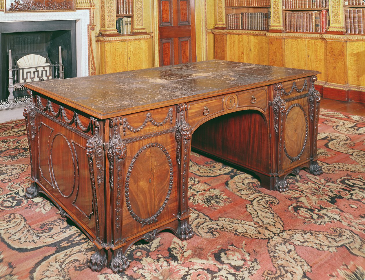 Kirjastopöytä, toimittaa Thomas Chippendale, 1767 tekijältä English School