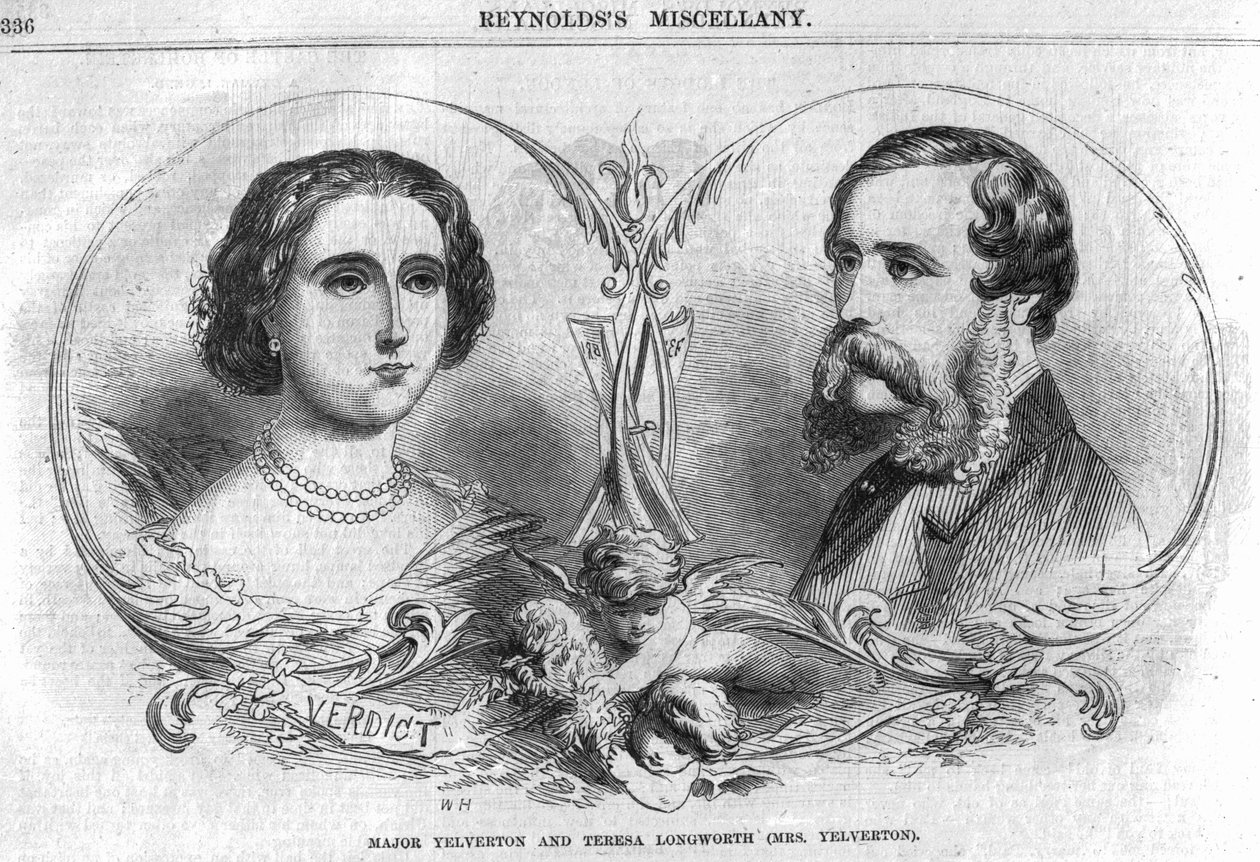 Majuri Yelverton ja Teresa Longworth (rouva Yelverton), kuvitus teoksesta "Reynolds Miscellany", 1861 tekijältä English School