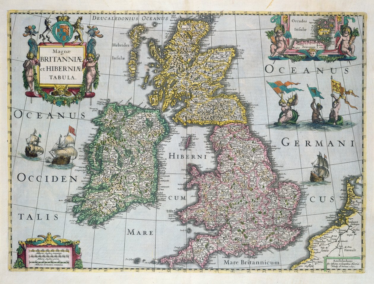 Britannian kartta, 1631 (käsinvärinen kaiverrus) tekijältä English School