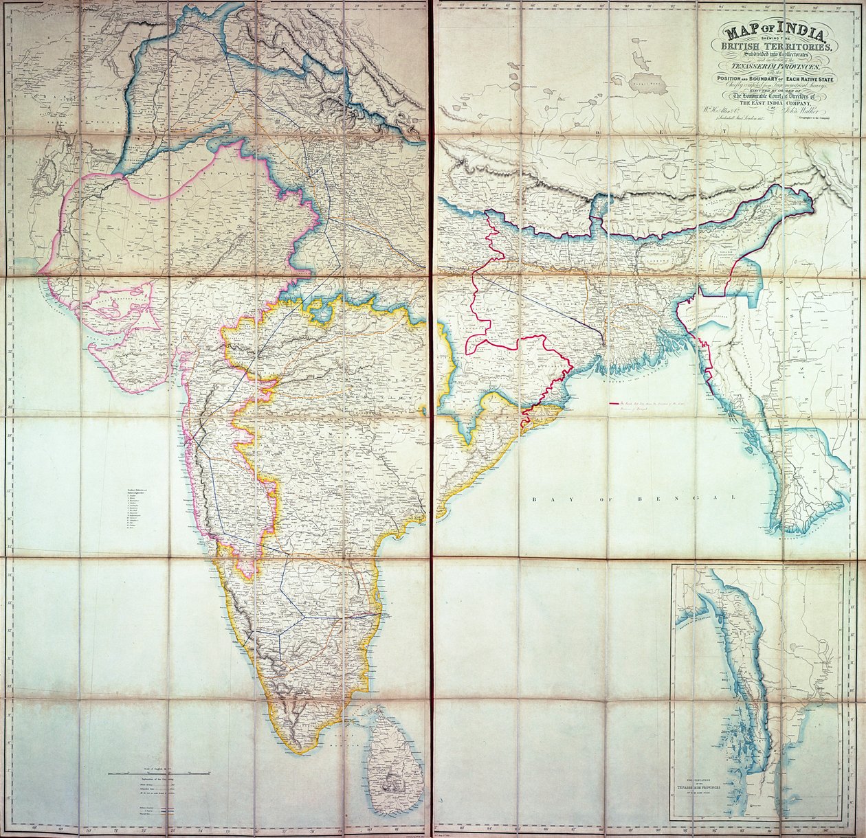 Intian kartta, 1857 (värilitografia) tekijältä English School