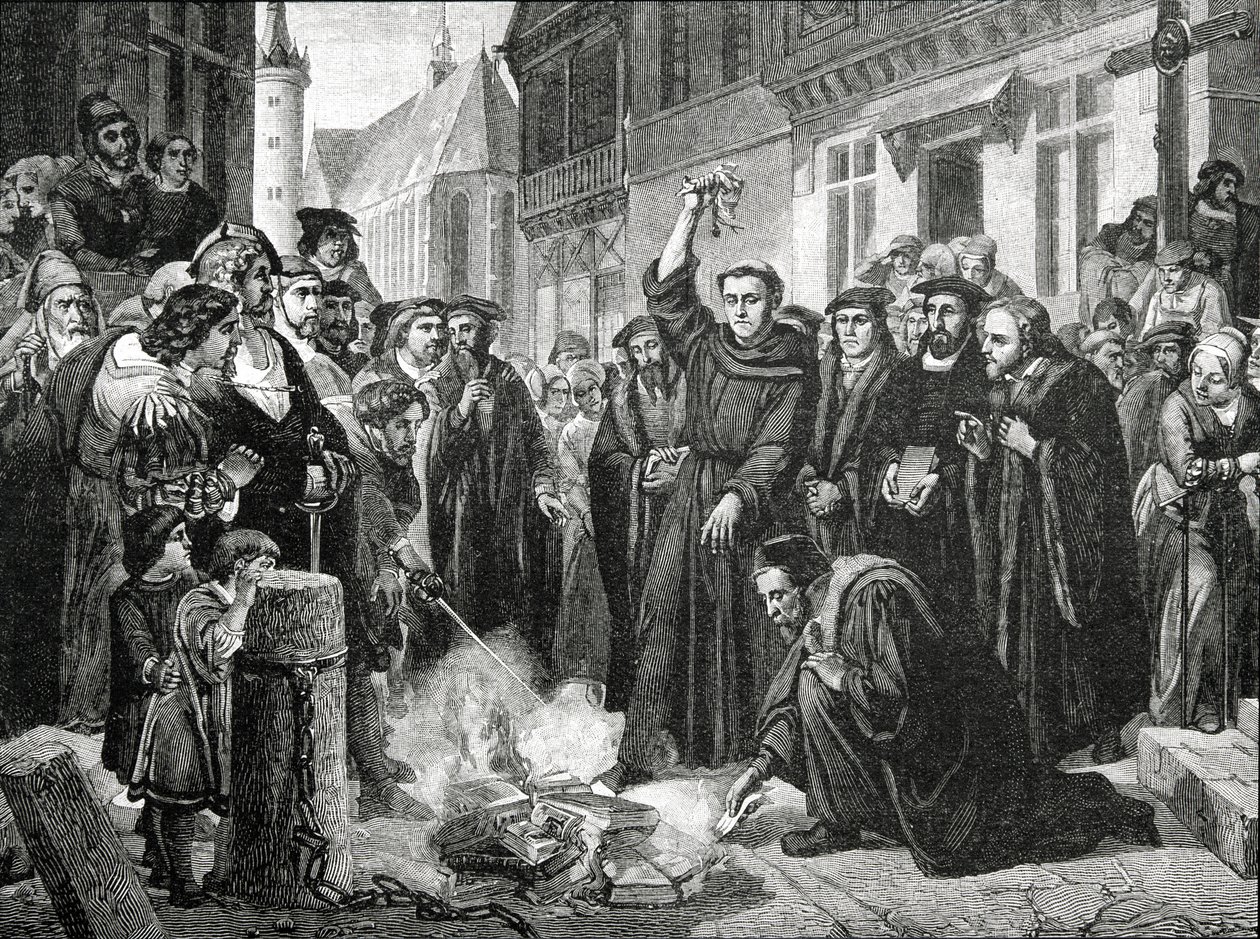 Martin Luther (1483-1546) poltti julkisesti paavin bullan vuonna 1521 tekijältä English School