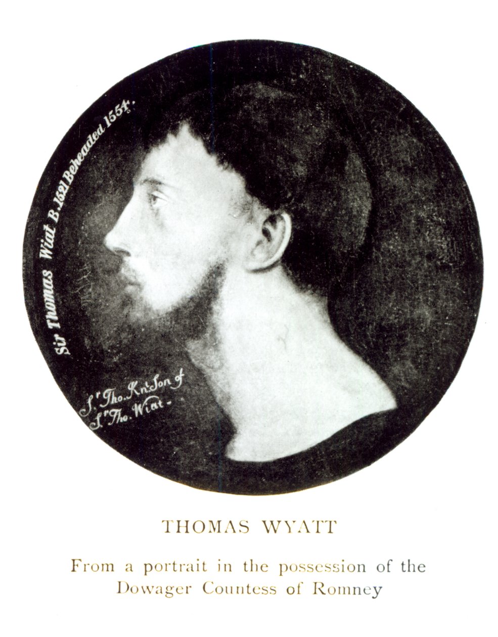 Sir Thomas Wyatt nuoremman (n. 1521-54) muotokuva medaljongista tekijältä English School