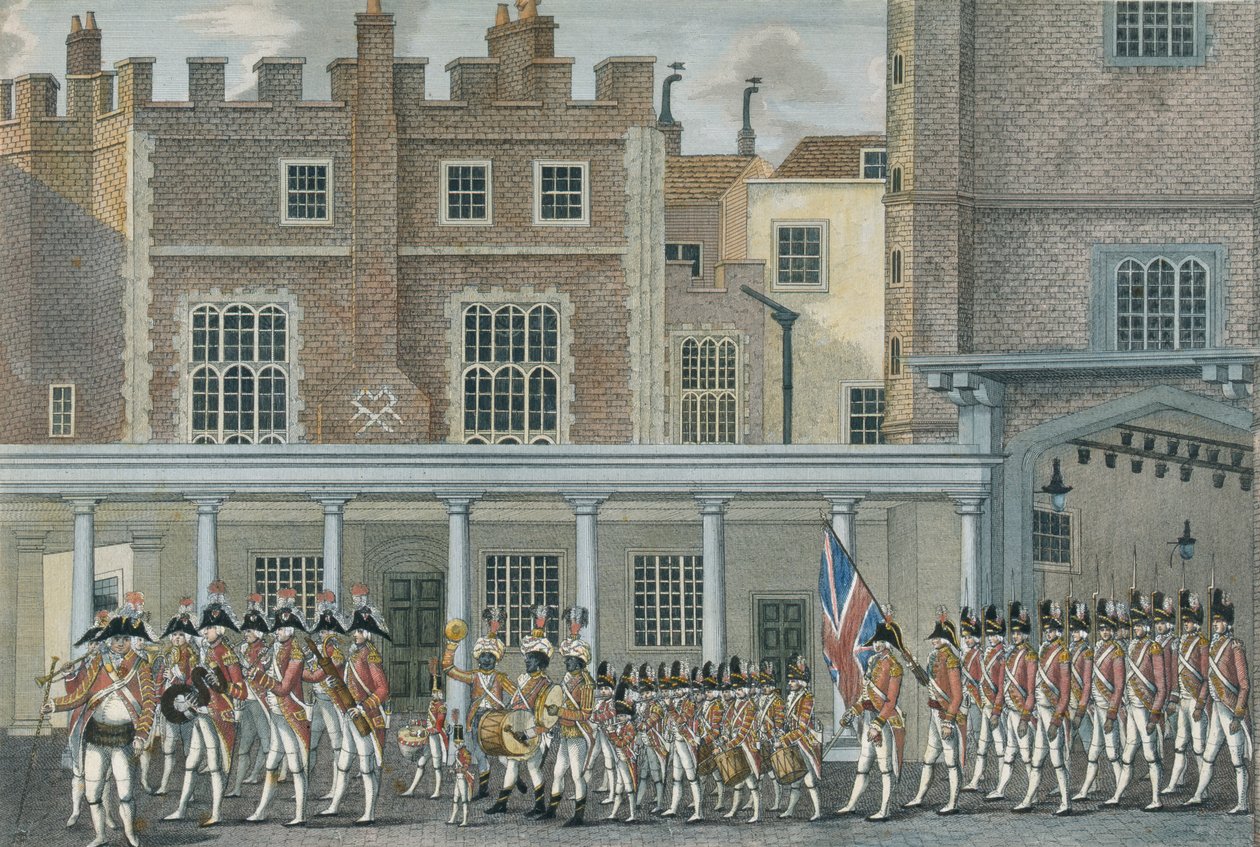 Sotilassoittokunta St. Jamesin palatsissa, 1700-luvun loppu tekijältä English School
