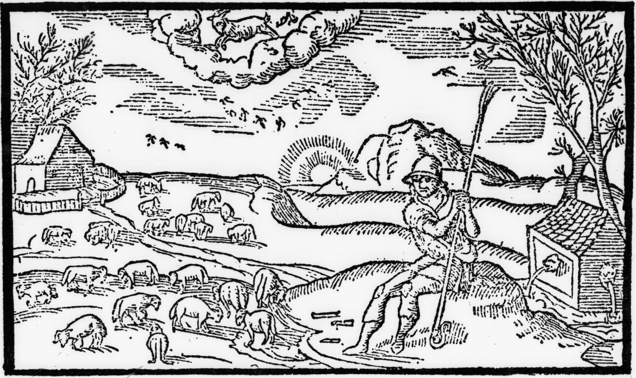 Joulukuu, Esmond Spenserin (1552-1599) teoksesta "The Shepheardes Calender", faksimile vuonna 1579 julkaistusta alkuperäisestä tekijältä English School