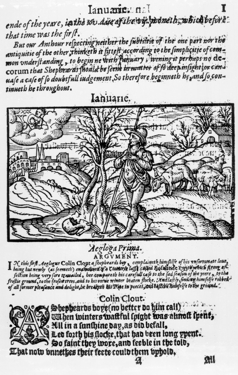 Tammikuu, Edmund Spenserin (1552-99) "Shepheardes-kalenterista". tekijältä English School