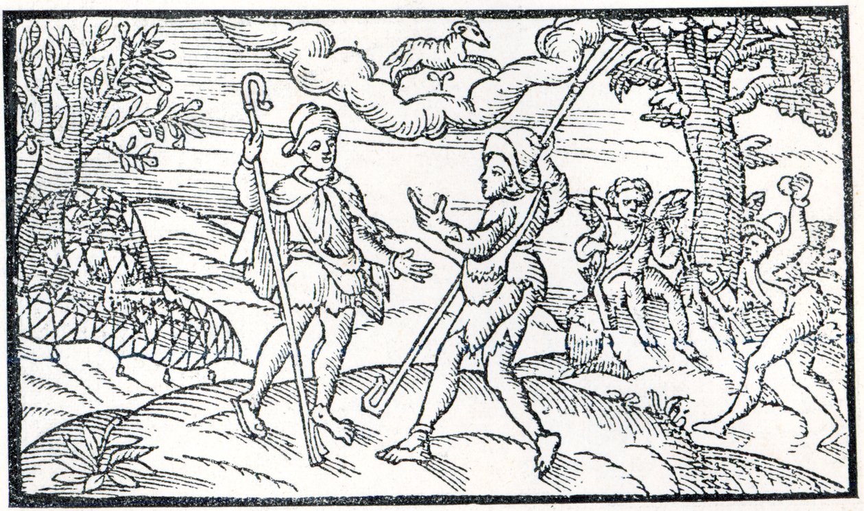 Maaliskuu, Esmond Spenserin (1552-1599) teoksesta "The Shepheardes Calender", faksimile vuonna 1579 julkaistusta alkuperäisestä tekijältä English School