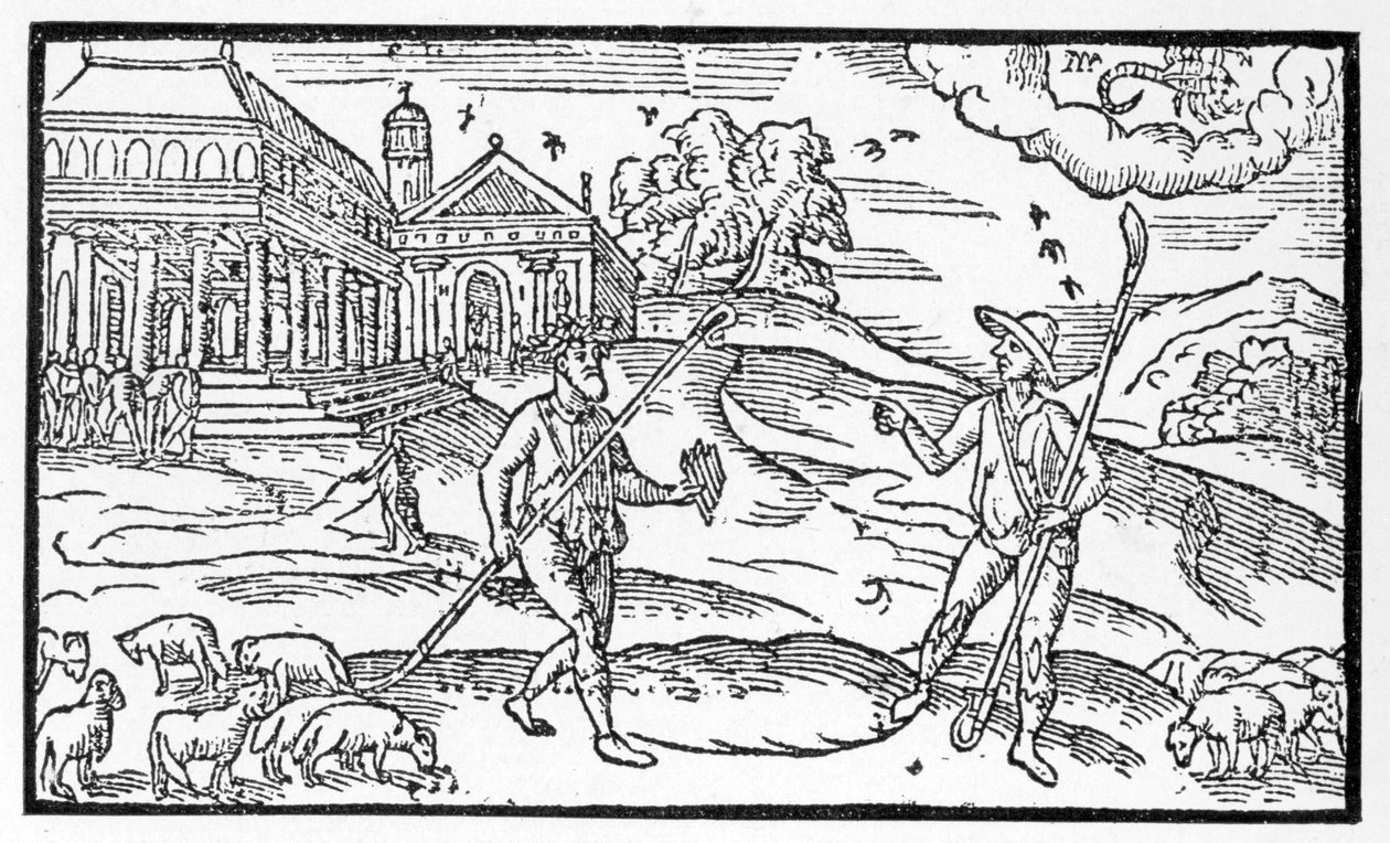 Lokakuu Edmund Spenserin (1552-1599) Shepheardes-kalenterista, faksimile alkuperäisestä, joka julkaistiin vuonna 1586 tekijältä English School