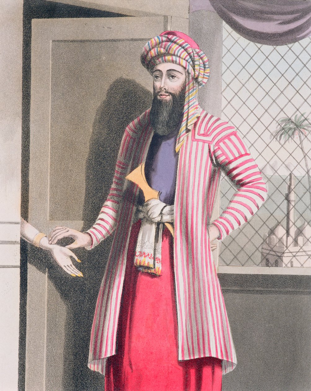 Muslimilääkäri (syyrialainen) ottaa naispotilaan pulssin, 1820-luku tekijältä English School
