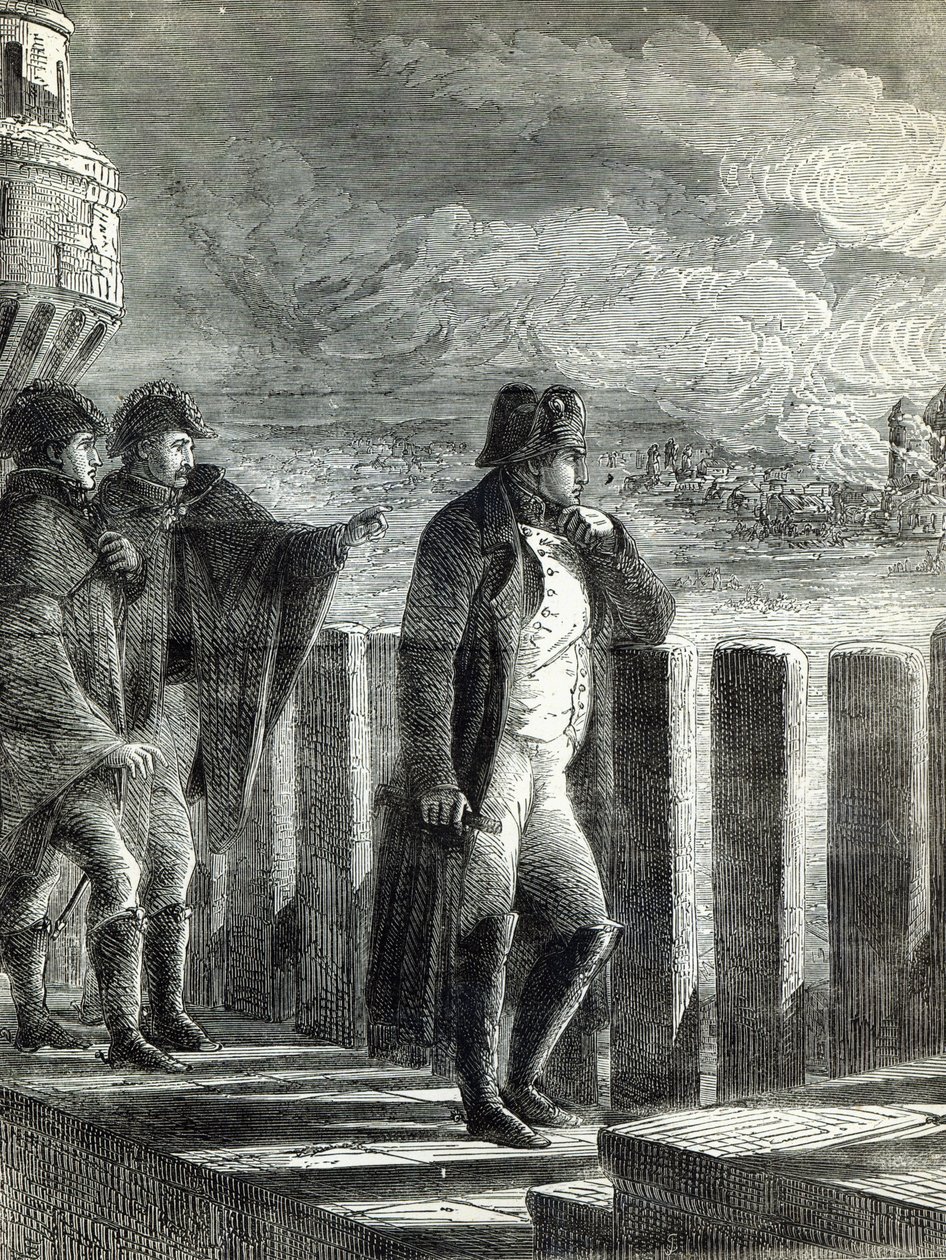 Napoleon katsomassa Moskovan tulipaloa vuonna 1812 tekijältä English School