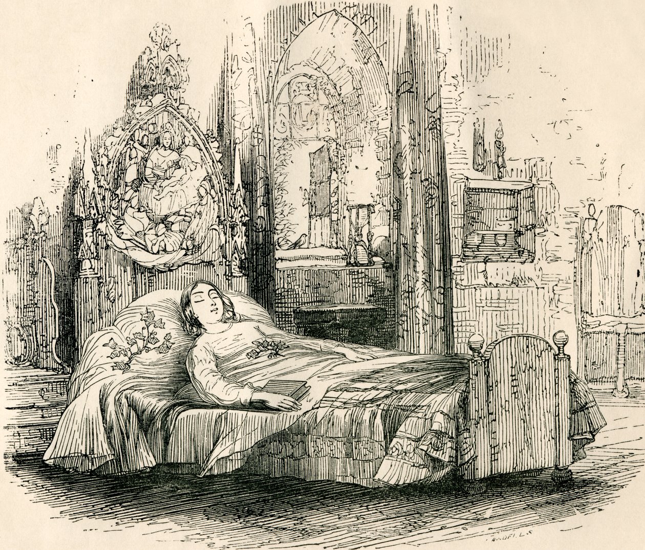 Nell Trent kuolinvuoteellaan, Charles Dickensin kirjasta 