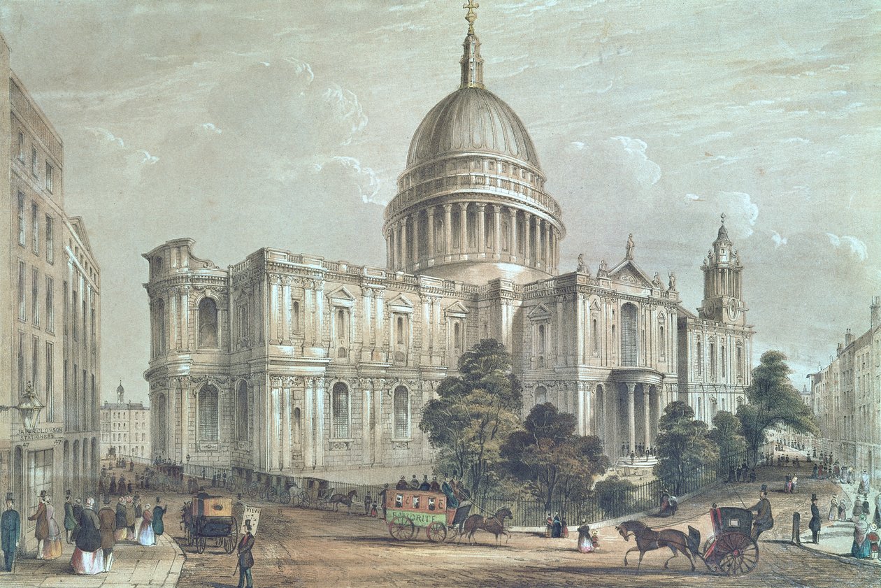 Koillisnäkymä St. Paulin katedraalista, n. 1850 tekijältä English School
