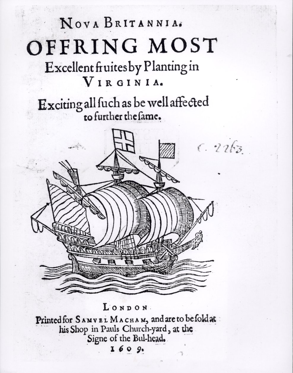 Nova Britannia. Erinomaisimpien hedelmien tarjoaminen istuttamalla Virginiassa, 1609 tekijältä English School