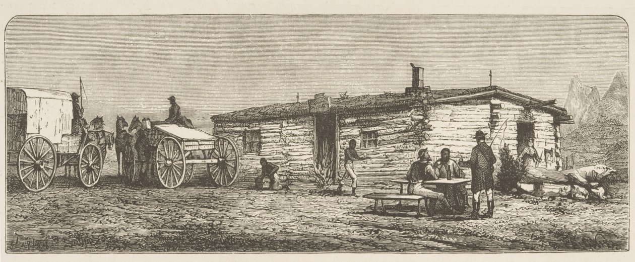 Vanha postiasema preerialla, lähellä Denveriä, noin 1870, teoksesta 