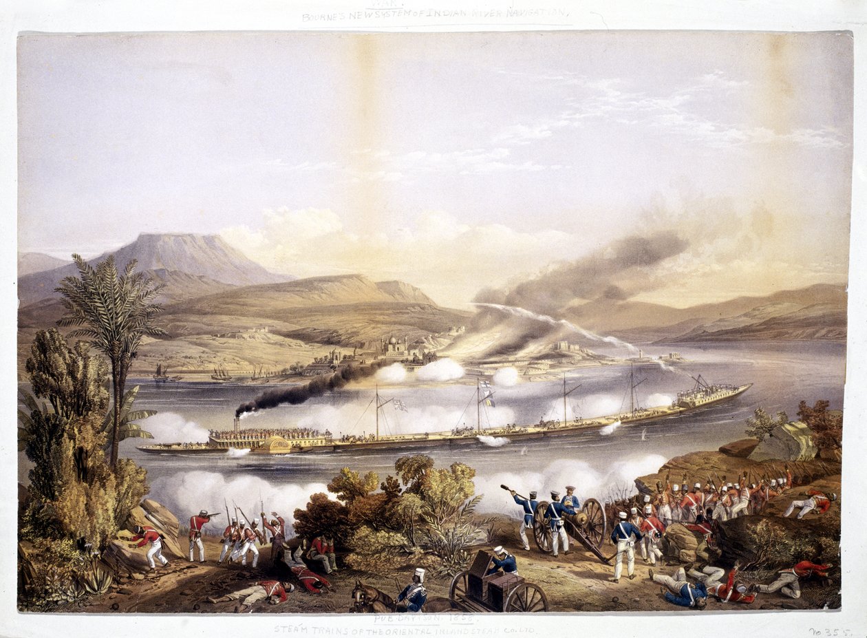 Melahöyrylaiva ja proomut, System of Indian River Navigation, John Bourned, 1858 tekijältä English School
