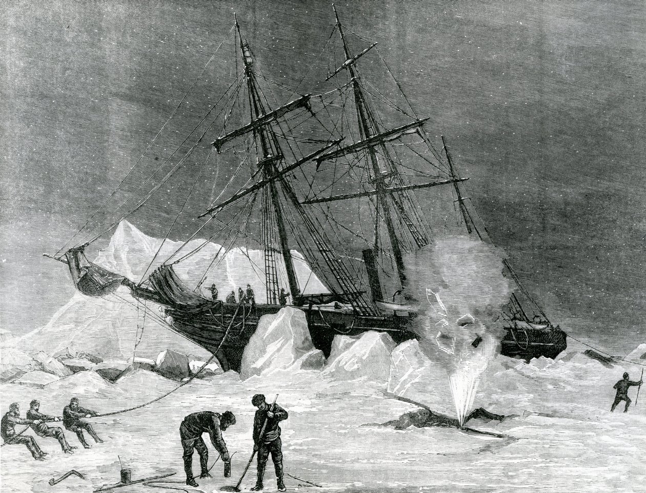 "Pandora" nappasi jäässä, Melville Bay 24. heinäkuuta, "The Illustrated London News", 1876 tekijältä English School